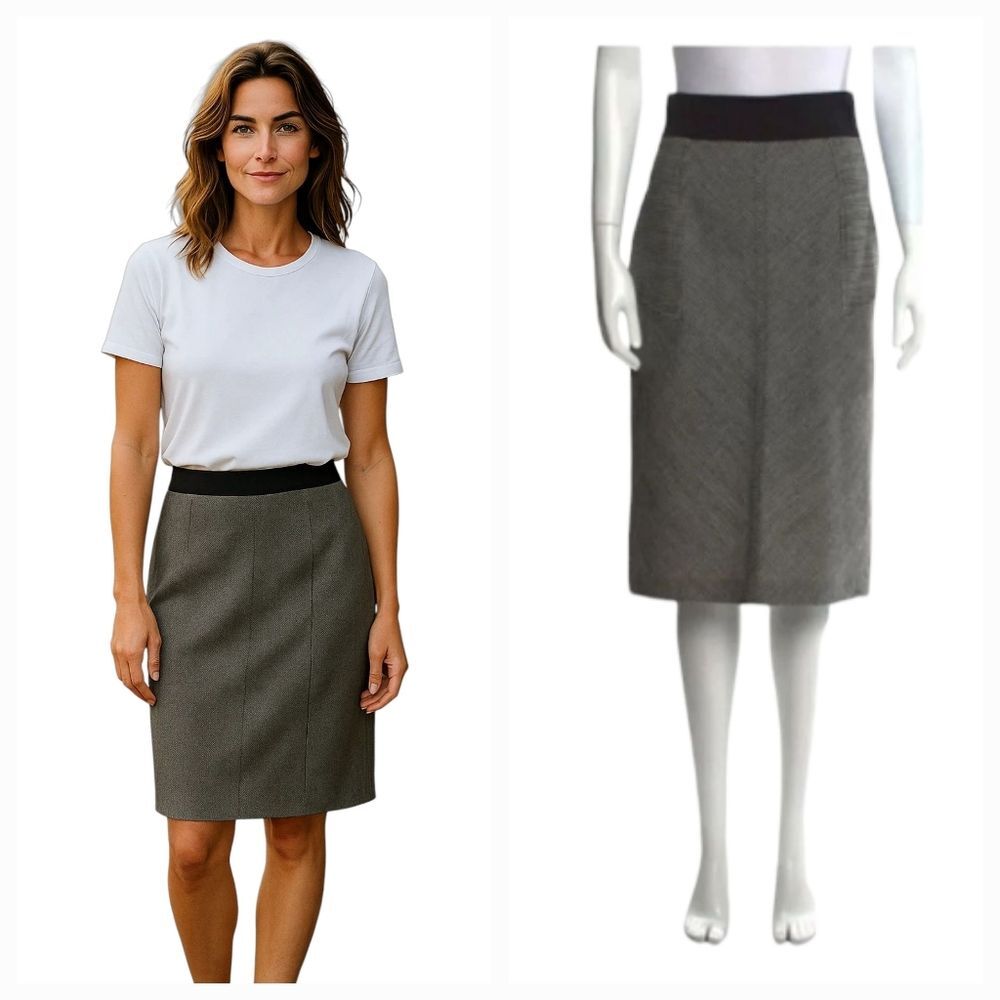 Vintage Y2K Diane Von Furstenberg Wool Houndstooth Adame Skirt in Black Size 0